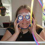 My girl teasing me on my birthday: One candle on the cake+these googles=See how old you are Mum!