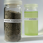 Sample of volcanic soil from Mount Merapi, and the Chlorella algae culture used in the Biomodd Workshop in New Plymouth in New Zealand in 2011.