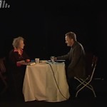 Fig. 3 Renowned writer Margaret Atwood shares a table with Simen Ekern, op-ed editor of the Norwegian Newspaper ‘Dagbladet’.