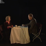 Fig. 3 Renowned writer Margaret Atwood shares a table with Simen Ekern, op-ed editor of the Norwegian Newspaper ‘Dagbladet’.